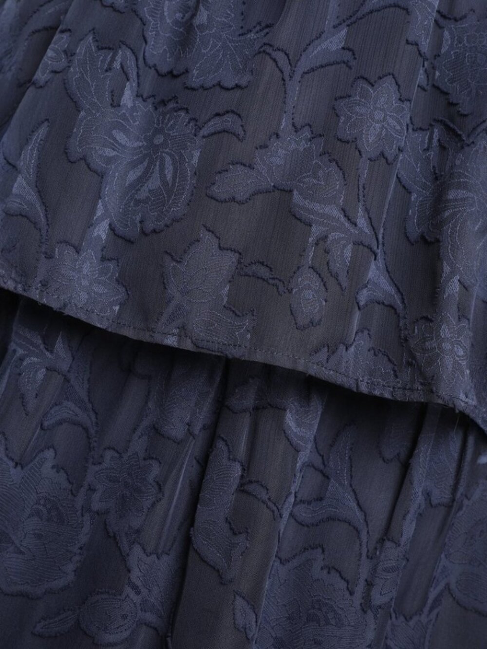 Lulus Grace and Beauty Navy Blue Burnout Floral Print Tiered Dress NWT - Picture 5 of 9